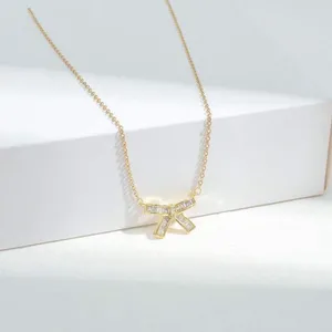Zircon Bow Necklace Gold thumbnail 2