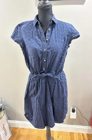 J. Crew Mercantile Eyelet Coaree Tie Front Dress Small thumbnail 1