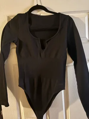 Amazon Black Ribbed Long Sleeve Onsie thumbnail 1