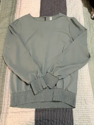EUC  smocked band top mint green medium thumbnail 1