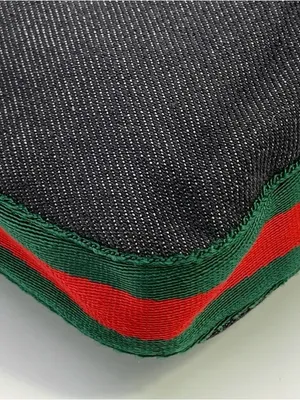 Gucci Vintage Y2K Black Denim Web Stripe Shoulder Hobo Bag Zip Top Silver Hardwa thumbnail 3