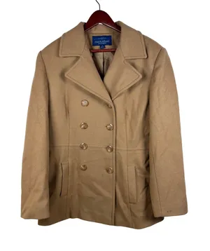 Vintage 2000s Mackintosh New England Camel Wool Blend Peacoat Women's 12 thumbnail 1