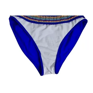 Shein High Waist Cheeky Tribal Blue Swim Bottom Swimwear LARGE Coastal‎ Bright thumbnail 5