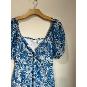 Sincerely Jules Blue Floral Puff‎ Sleeve Mini Dress Cottagecore Spring S thumbnail 3