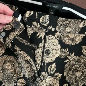 Ann Taylor Gilded Blossom Ankle Pants Black Gold Floral Lined Size 10 NWOT thumbnail 7