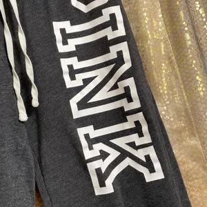 PINK Victorias Secret dark gray/black/white logo comfy sweatpants, size S GUC thumbnail 2