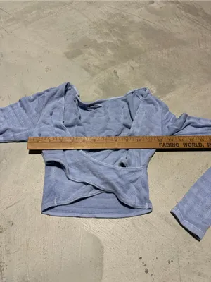 American Eagle Light Blue Ribbed Wrap Crop Top XS thumbnail 6