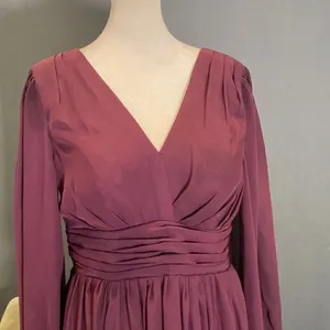 Women’s Purple Chiffon Full Length Dress with Corset Back Leg Slit Size M thumbnail 3