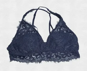 Aerie Navy Blue Lace Bralette Medium Criss Cross Adjustable Straps Coquette thumbnail 1