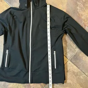 Lands End Women’s Black Hoodie Jacket Full Zip Up Small thumbnail 3