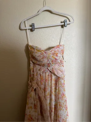 Birdy Grey Grace Convertible Dress with slit in Chiffon Pressed Floral sz S NEW thumbnail 6