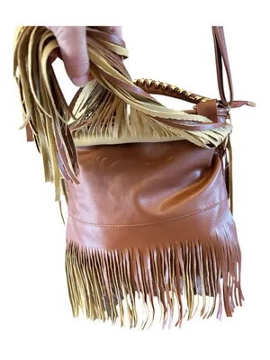 Brown and Gold Fringe Crossbody Bag - Stylish Women’s Shoulder Bag thumbnail 4