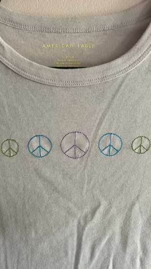 american eagle lavender peace sign embroidered tee thumbnail 4