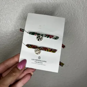 SÉZANE Floral Fabric Charm Bracelet Duo in Green and Multicolor SET TWO thumbnail 2