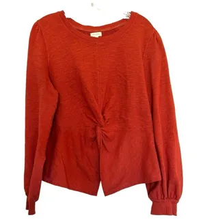 Pilcro Anthropologie Twist-Front Sweatshirt Size: Large Color Copper EUC thumbnail 3