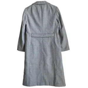 VTG 60s 70s Gray Tweed Long Virgin Wool Blend Trevira Mod Overcoat Germany Sz 42 thumbnail 5