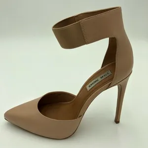 Steve Madden Tan Flutter Pump Ankle Strap Leather and Elastic Heels Size 10 thumbnail 6