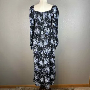 Free People Long Sleeve Jaymes Square Neck Maxi Midi Dress Size M‎ Floral NWT thumbnail 6