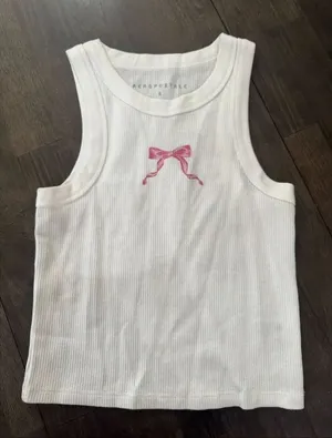 Aeropostale Bow High-Neck Cropped Graphic Waffle Tank thumbnail 1