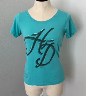 Harley Davidson blue rhinestone tee - Size S thumbnail 1