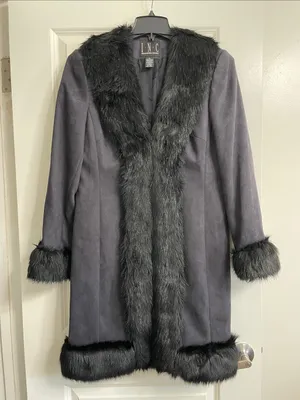Vintage INC International Concepts Suede Penny Lane Fur Y2K Coat Large thumbnail 4
