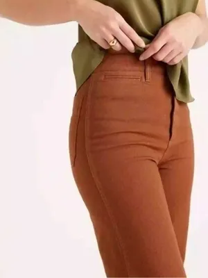 Quince Stretch Cotton Twill Wide Legs Jeans Womens 26 Rust Brown thumbnail 9