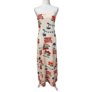 Anthropologie Paper Heart Fresh Fruits Maxi Dress Womens 4 Tropical Linen Blend‎ thumbnail 2
