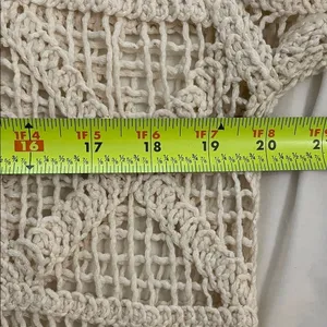 Solitaire Ivory Floral Cotton Crochet Button Front Cardigan Womens Size Large thumbnail 6