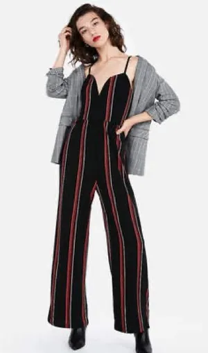 NWT Striped Black Jumpsuit thumbnail 1