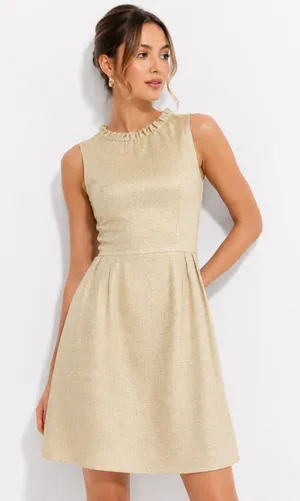 Karen Zambos Vintage Couture Gold Sleeveless Ruffle Evening Dress Size 8 thumbnail 1
