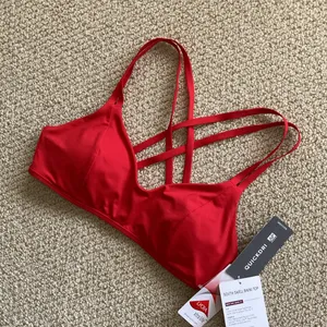 NEW ATHLETA South Swell Bikini Top Size Small Padded Sporty Strappy Red A/C NWT thumbnail 6