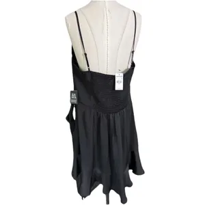 Express Black Ruffle Square Neck Wrap Mini Dress Womens Large NWT Tie Waist thumbnail 5