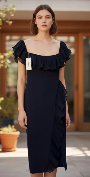 Likely Aldave Dress Size 00 Navy Blue Pleated Trim Cocktail Occasion Dress NWT thumbnail 1