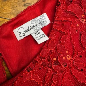 Sparkles & Swirls Red Sequin Lace Cap Sleeve‎ Pleated Dress Girls Size XS thumbnail 4