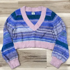 Aritzia Sunday Best Reese Cardigan Purple Pink Cropped Women’s Large thumbnail 1