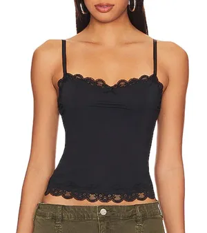Lioness Black Lace Trim Tank Top thumbnail 1
