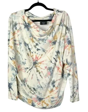 Boutique‎ Vici Pastel Firework Cowl Neck Long Sleeve T-Shirt L thumbnail 1