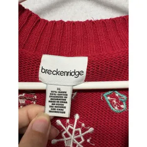 Breckenridge Sleeveless Sweater Vest Full Zip Up Holiday Winter Snowman Red XL thumbnail 2