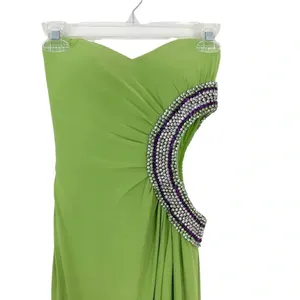 NWT Jasz Dress Strapless Gown Open Side with Rhinestones Bright Green Size 00 thumbnail 9