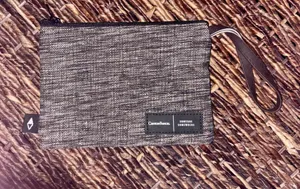 Canyon Ranch Someone Somewhere Brown/Tan Woven Wristlet Faux Leather Pouch. EUC. thumbnail 1
