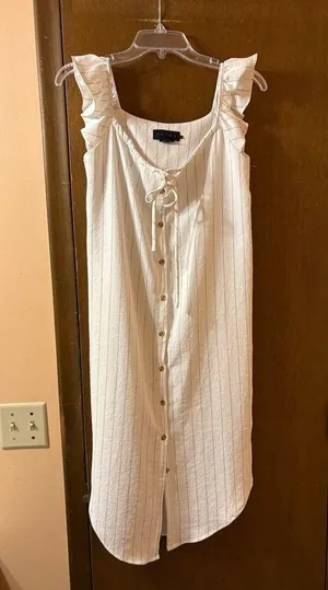 Hatch Maternity Jenna White Striped Midi Dress thumbnail 3