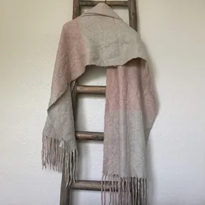 Warm Winter Scarf - Pink Gray Wrap Around thumbnail 3