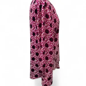 Ann Taylor Black and Pink Graphic Long Sleeve Blouse thumbnail 2
