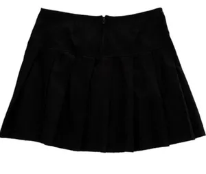 ROYAL BONES by Daang Black Pleated Chain Punk Goth Mini Skirt ~ Women's LARGE thumbnail 6