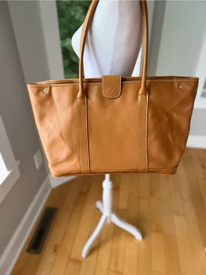 Lancôme Cognac Tan Large Vegan Leather Oversized Tote Shoulder Bag thumbnail 8