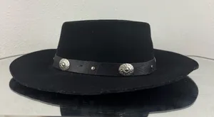 ROCKMOUNT RANCH WEAR Black Felt Wool Silver Concho Edgy Western Cowboy Hat thumbnail 3