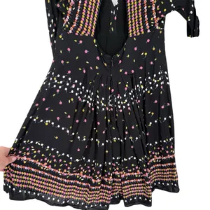 Free People Coryn Boho Long Sleeve Printed Mini‎ Dress Black Size 6 Festival thumbnail 10