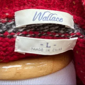 Madewell Wallace striped wool blend sweater red gray speckled knit large thumbnail 5