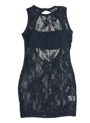 White Fox Boutique - Uncut Moments Sleeveless Lace Mini Dress in Black thumbnail 1