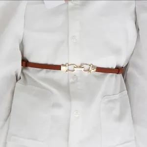 Camel‎ Color Stylish Thin Belt Metal Simple Hook Buckle Adjustable Waist Band thumbnail 4